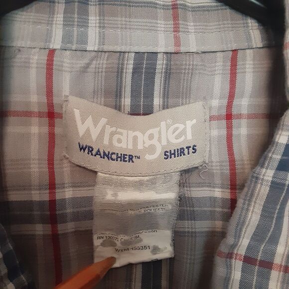 Wrangler Wrancher Shirts Pearl Snap Mens L Gray Short Sleeve Western Cowboy - Picture 5 of 8